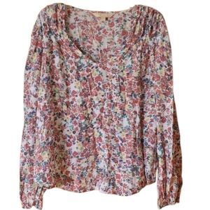 Hope & Harlow‎ Womans NWT Floral Lightweight Smocked Long Sleeve Blouse Size XL